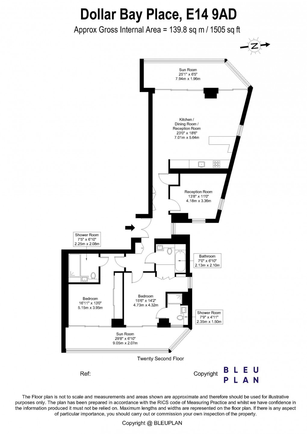 Floorplan for Dollar Bay Point, London E14 