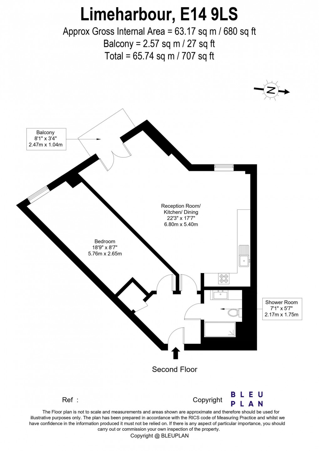 Floorplan for City Tower, Limeharbour, London E14 